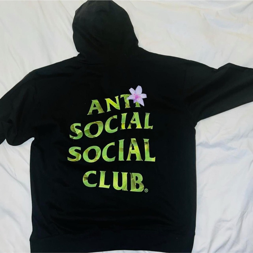 Anti Social Social Club Black Hoodie with Green and Pink Accents